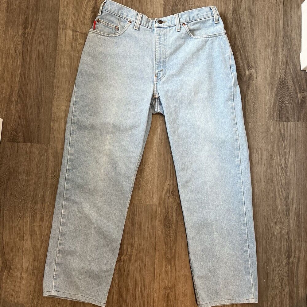 Mustang Men’s 34x30 Denim Jean Light Wash Pants 100% Cotton 90’s Straight Leg